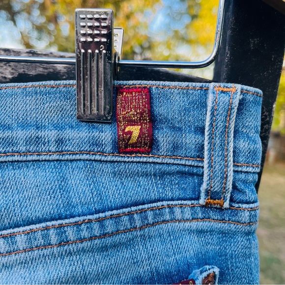 7 For All Mankind Low Rise‎ Jeans Women Size 28 Blue Cotton Distressed - Picture 7 of 12